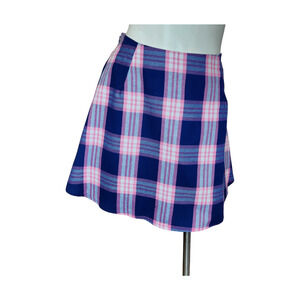 Cabana by Crown & Ivy Pink/Blue Preppy Plaid A-Line Skirt Size 10 Lined Zip NWT